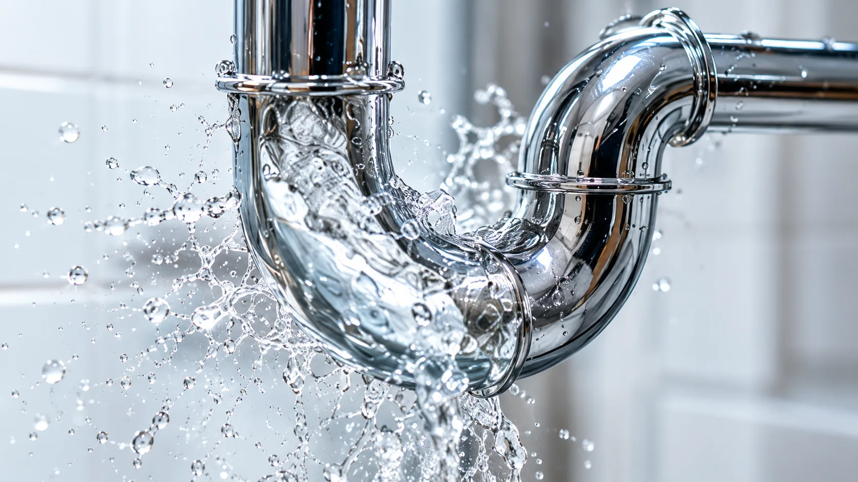 Chrom-Siphon mit spritzendem Wasser – Abfluss Wien