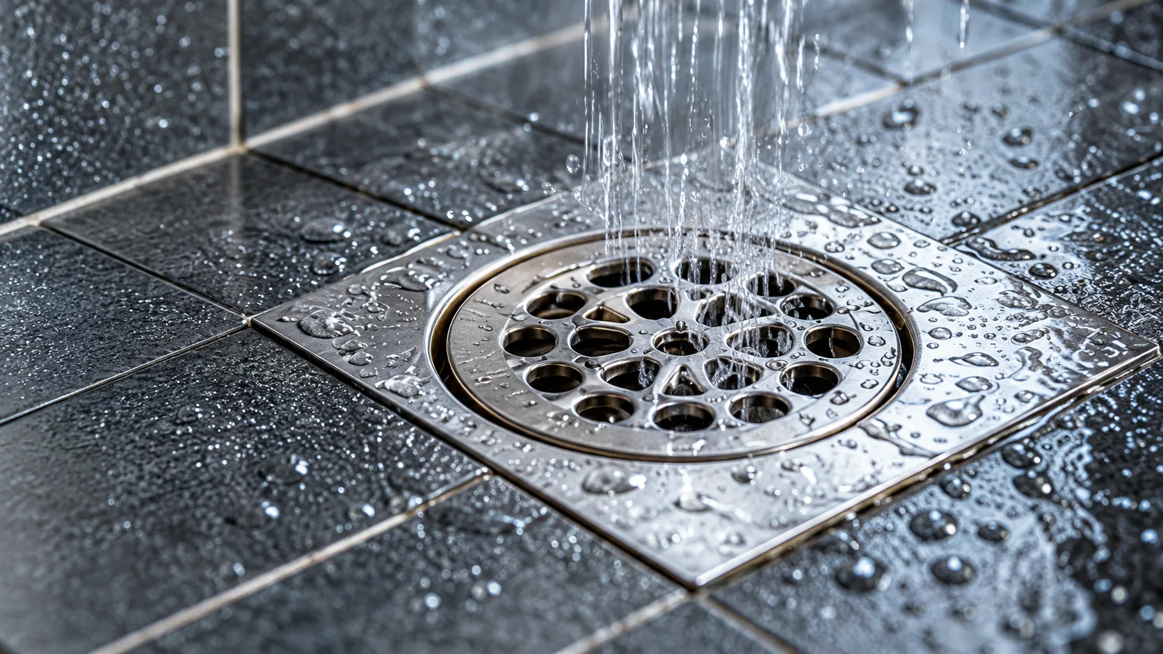 Duschabfluss mit Wasser – Abfluss im Bad verstopft